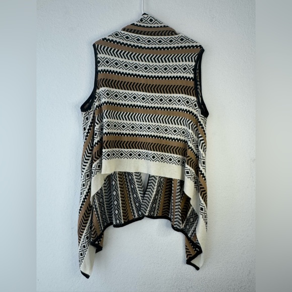 212 NEW YORK Women Boho Asymmetrical Open Sweater Vest Cardigan Sz L Jersey Top - Picture 5 of 12